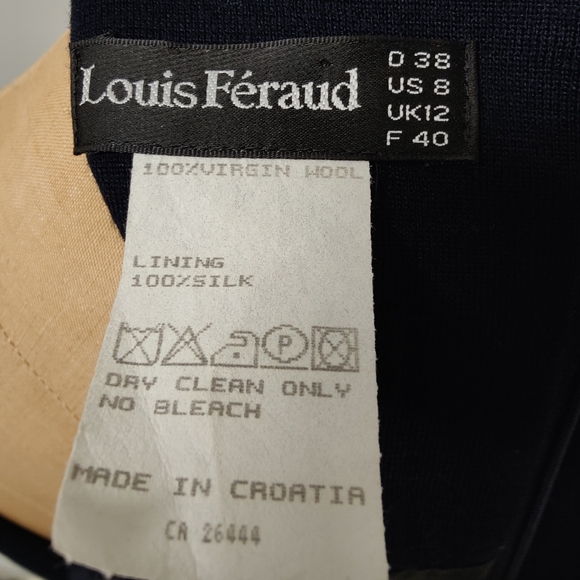 Louis Féraud Wool Ponte dress with silk lining in navy blue, Size 8 - Picture 6 of 13